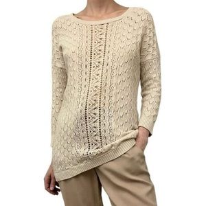 NWT Loft Cream Crochet Type Sweater Sz L